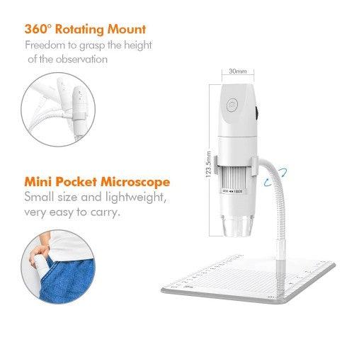 Wireless Digital Microscope, Mini Portable Handheld USB Microscope with 50x to 1000x Magnification, 8 LED Lights WiFi with Android, iPhone, iPad, Windows, Mac - Toytexx Wireless Digital Microscope, Mini Portable Handheld USB Microscope with 50x to 1000x Magnification, 8 LED Lights WiFi with Android, iPhone, iPad, Windows, Mac - Toytexx